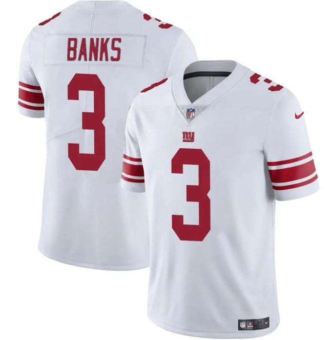 Men's New York Giants #3 Deonte Banks White Vapor Untouchable Limited Football Stitched Jersey - Click Image to Close